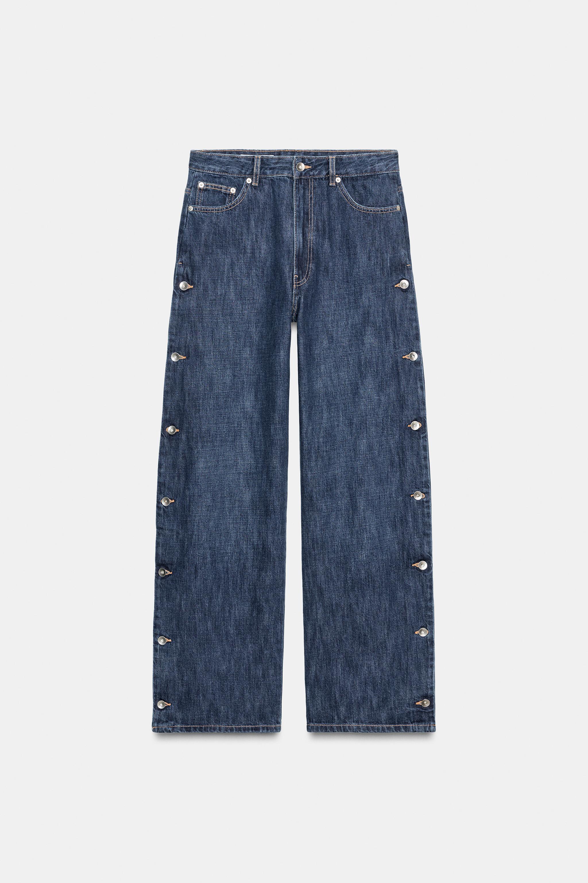 TRF MID-RISE BUTTONED BAGGY JEANS - Blue | ZARA United States