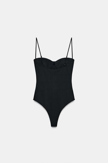 BODY MÉLANGE POLYAMIDE AVEC ENTREDEUX - Noir de Zara - Image 7