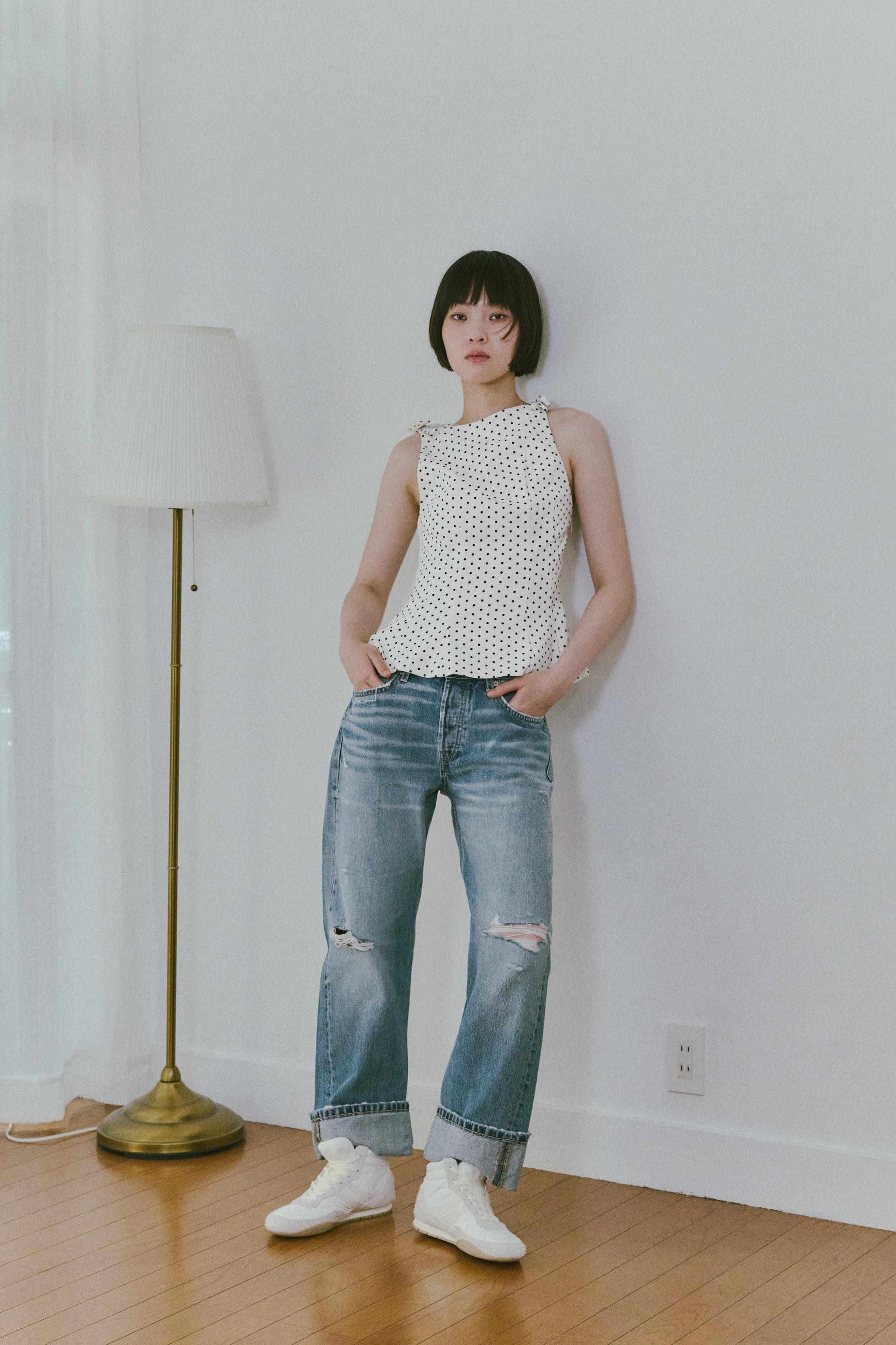 ♡ZARA ミッドライズ リボン　デニム♡ org.jpg
