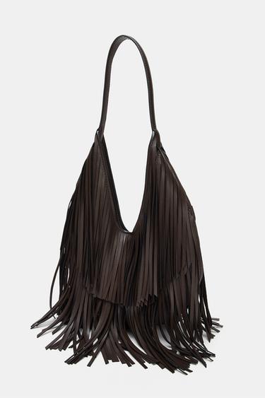 Zara 流蘇托特包 - 棕色