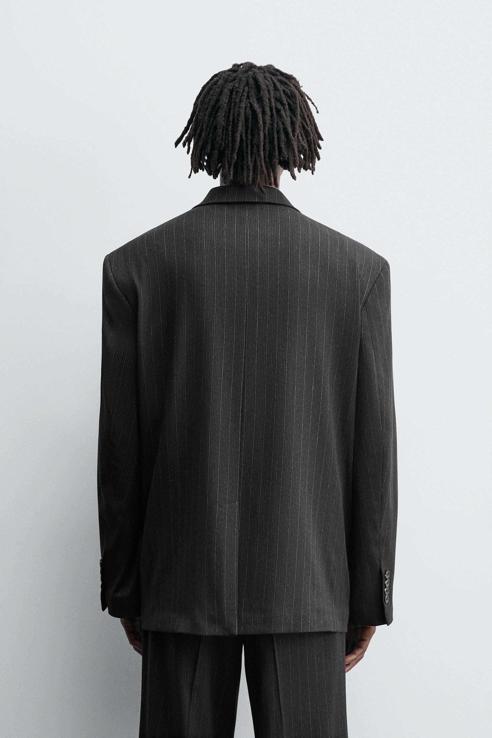 STRIPED DOUBLE BREASTED SUIT BLAZER