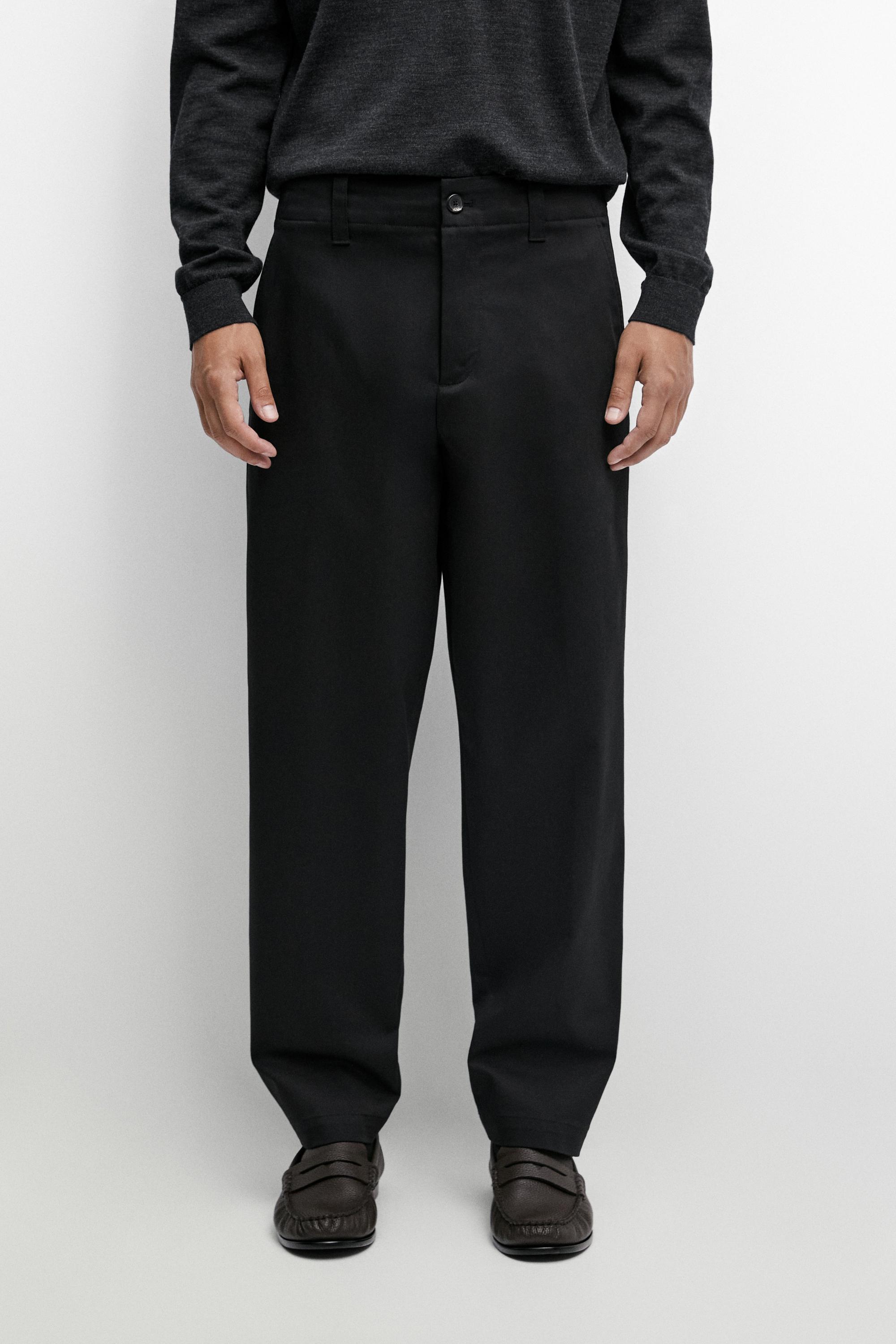 Cotton blend pants with waist detail — Black