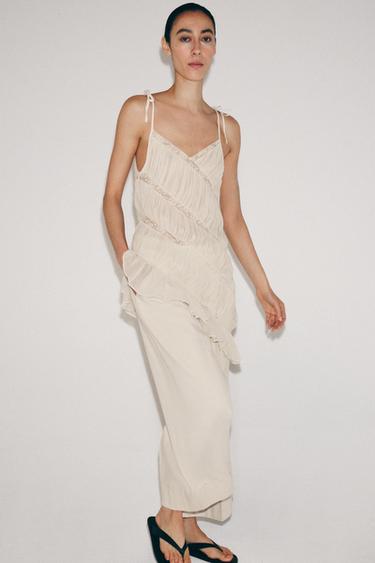 TOP ASYMÉTRIQUE PLIS ZW COLLECTION - Écru de Zara - Image 3