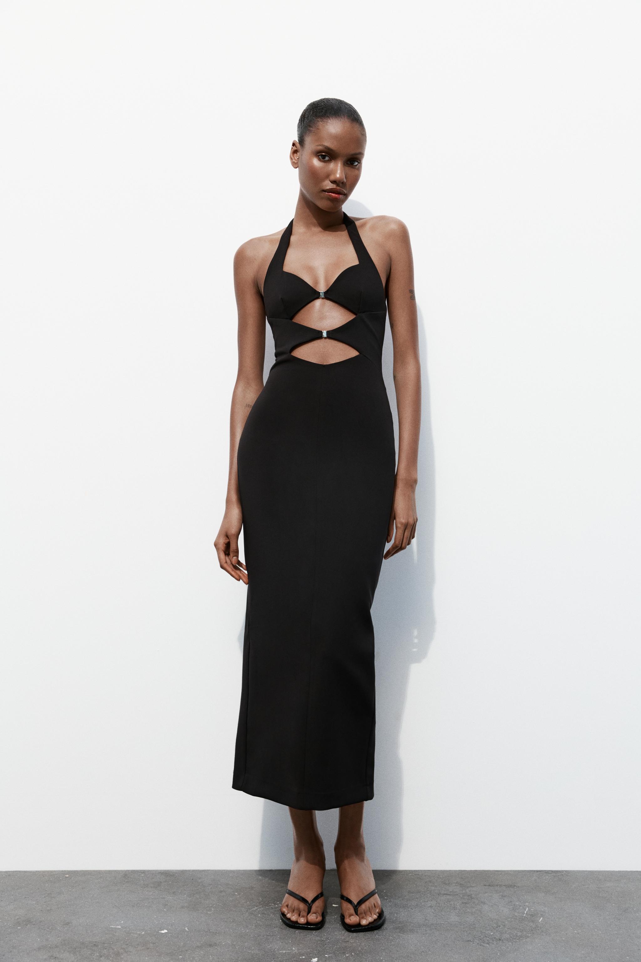 CUT OUT BUCKLED HALTER DRESS - Black | ZARA United States