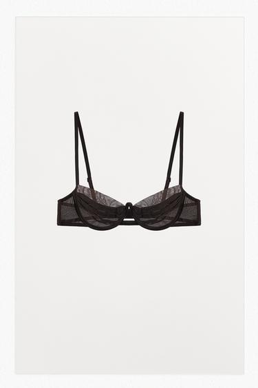 CONTRAST UNDERWIRED BRA WITH PLEATS - Brown by Zara