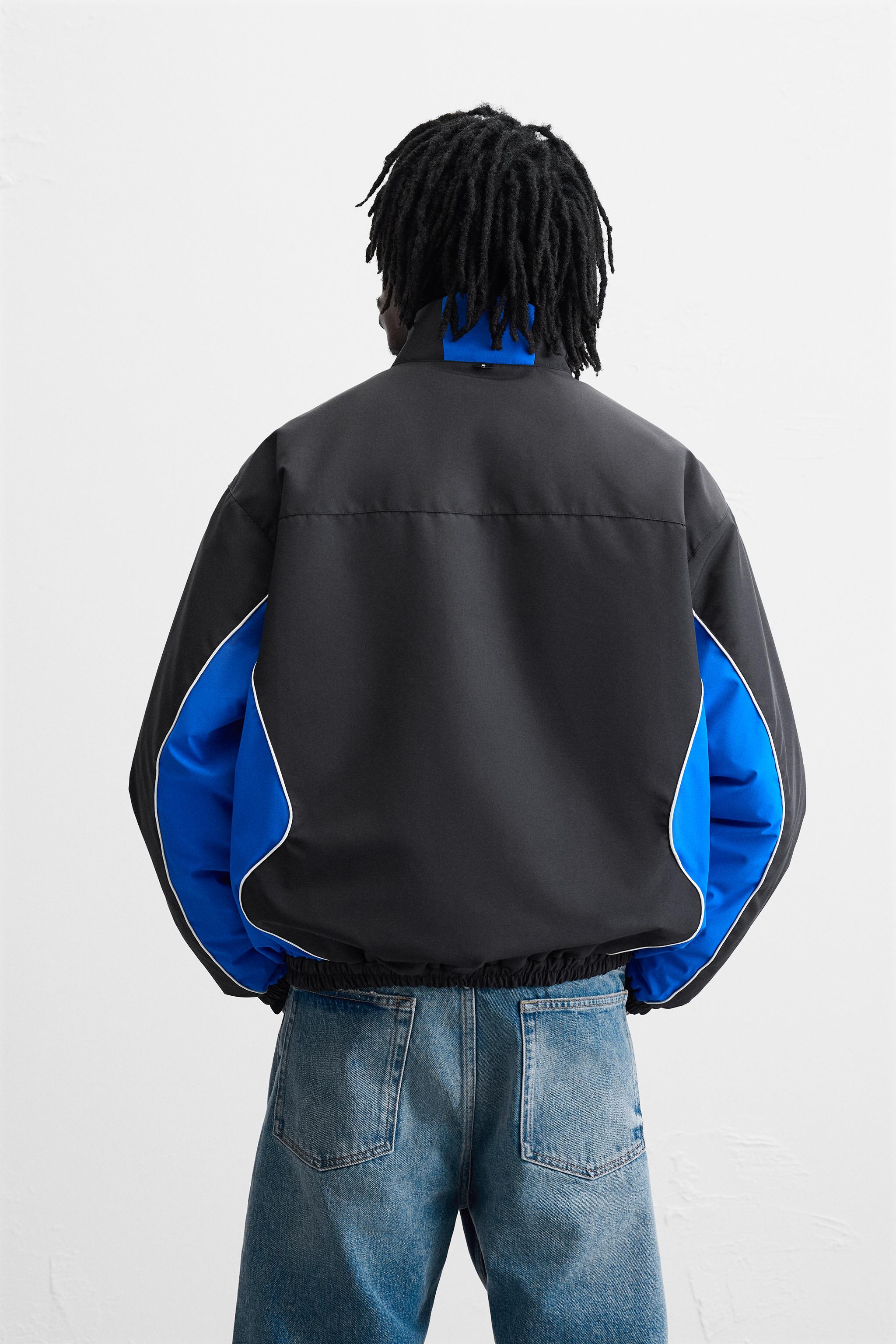 COLOUR BLOCK TECHNICAL JACKET - blue/black | ZARA Australia