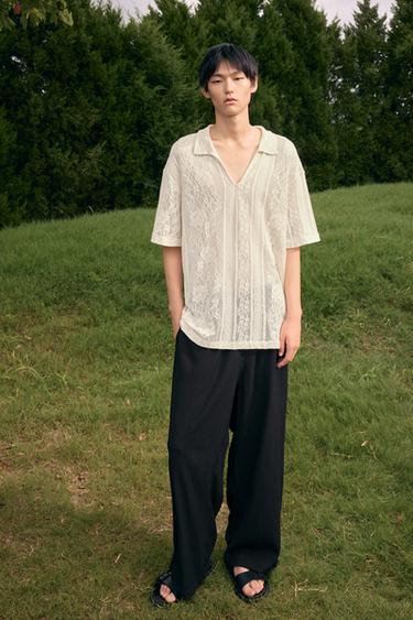 JACQUARD TEXTURED POLO SHIRT - Ecru by Zara - Image 0