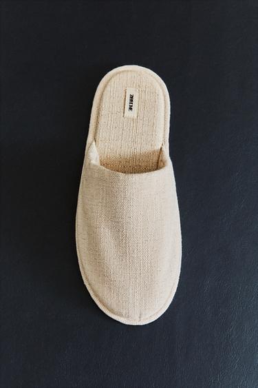 Zara LINEN SLIPPERS - Beige