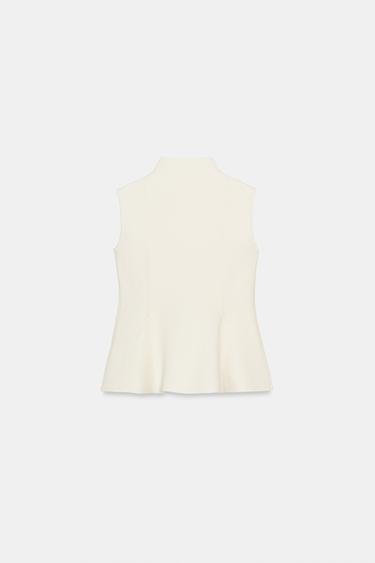 KNIT PEPLUM TOP - Ecru by Zara - Image 6