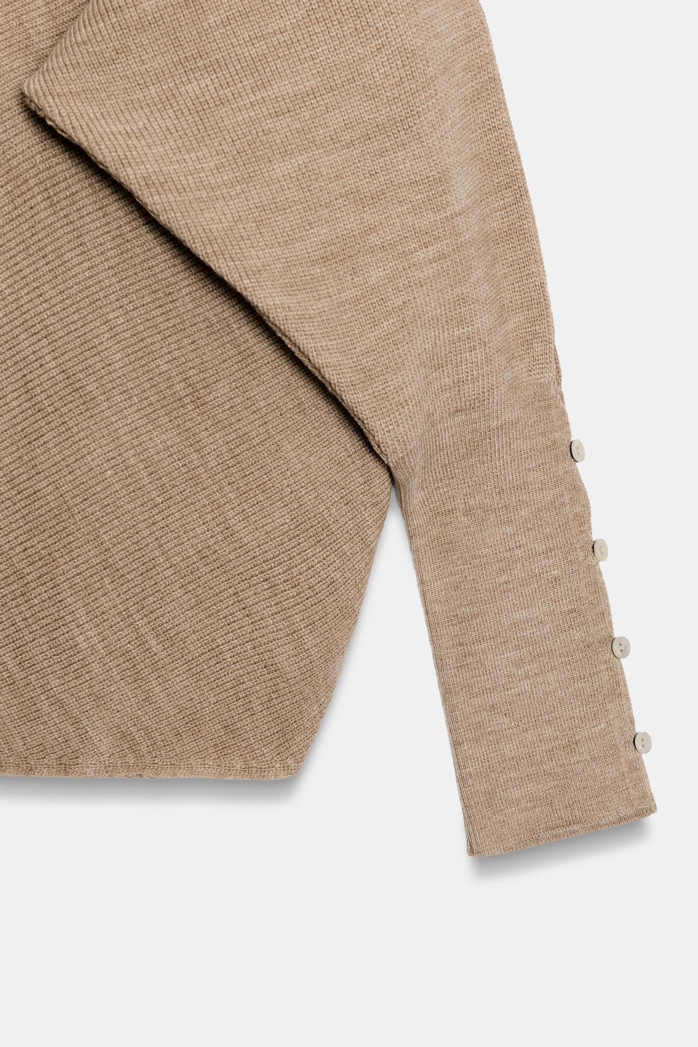 Женский свитер Zara Asymmetric Knit Jumper, цвет: Песочный / Меланжевый — фото 9