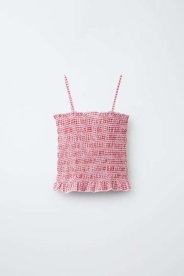 TOP NID D'ABEILLE ÉLASTIQUES CARREAUX VICHY - Rouge de Zara - Image 1