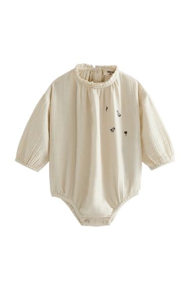 PELELE BEBÉ ALGODÓN MUSELINA - Crema de Zara