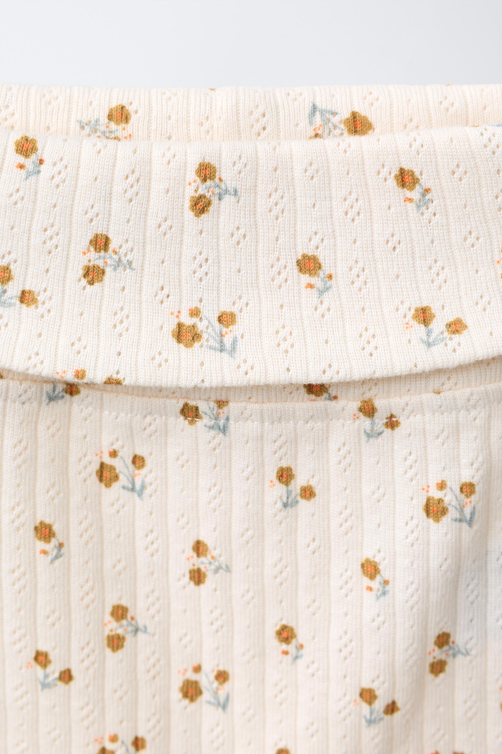 Детские брюки Zara FLORAL PRINT T-SHIRT, LEGGINGS AND BONNET SET — фото 6