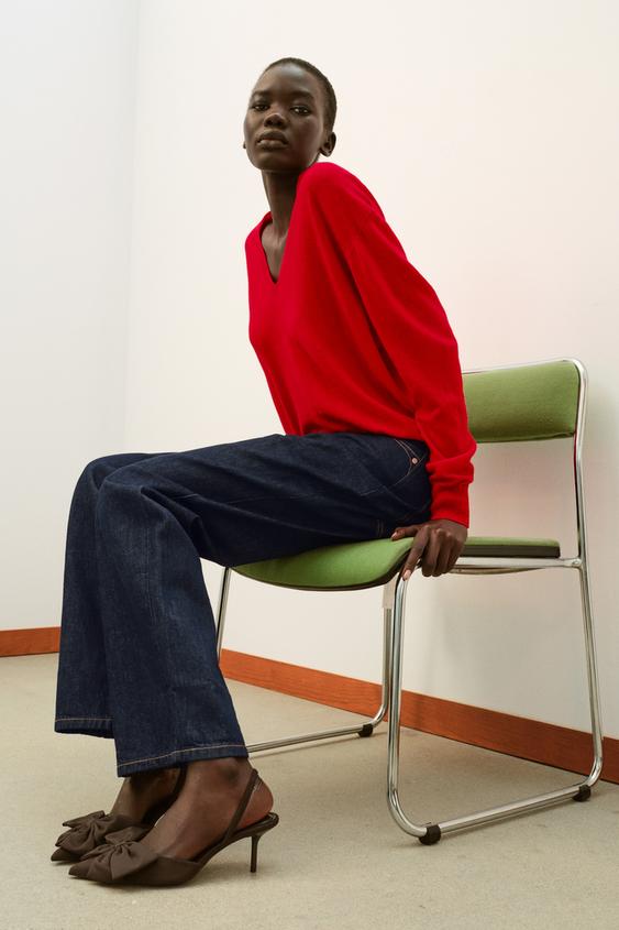 SAPATO DE SALTO COM DETALHE DE LAÇO - Marrom da Zara - Imagem 0