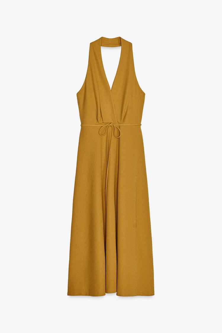 HALTER DRESS WITH BELT - Mustard by Zara - Image 5