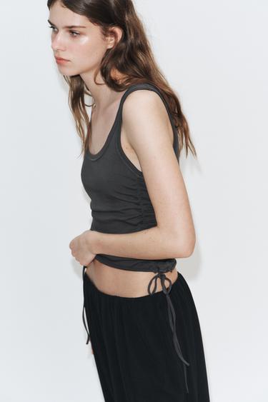 TOP WITH SIDE GATHERING - Charcoal grey by Zara - Image 1
