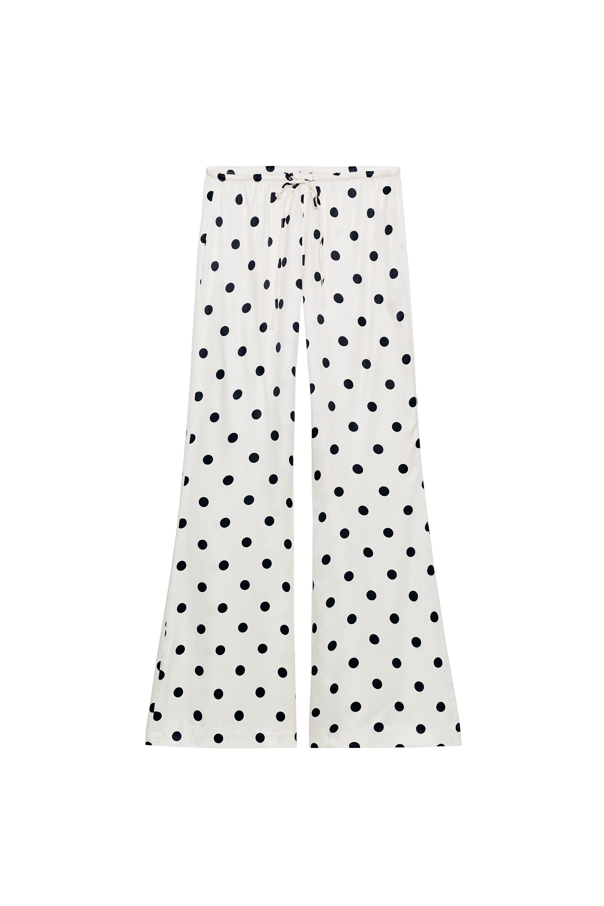 PANTALON SATINÉ À CORDONS ET POIS