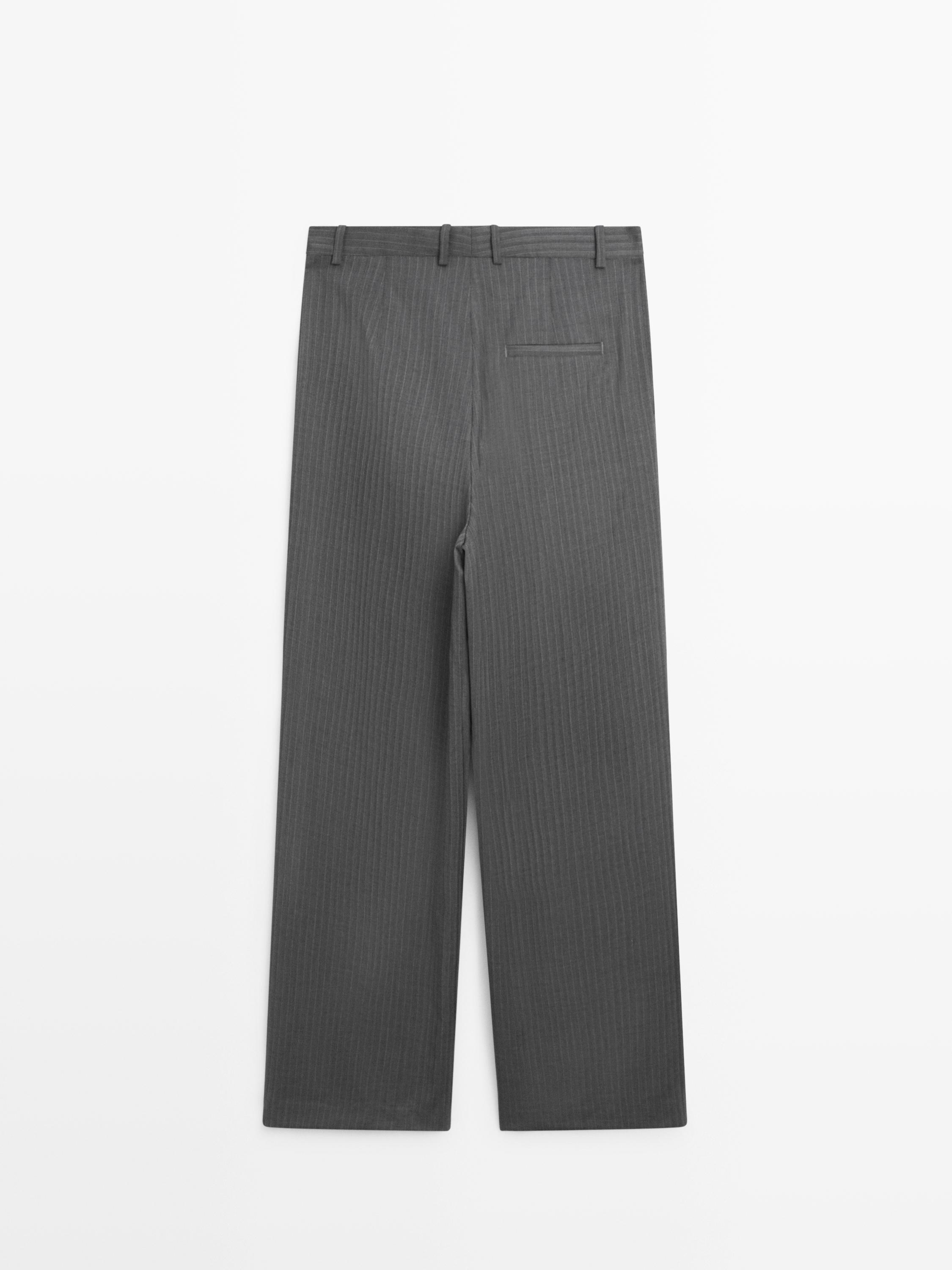 Pinstripe cool wool blend suit trousers