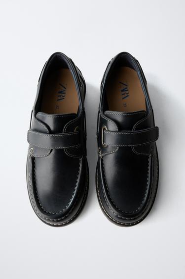 LEATHER BOAT SHOES - Navy Blue by Zara - Image 5
