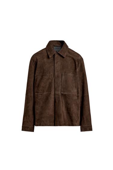 جاكيت قميصي شمواه بجيوب - بني الخاص بـ Zara