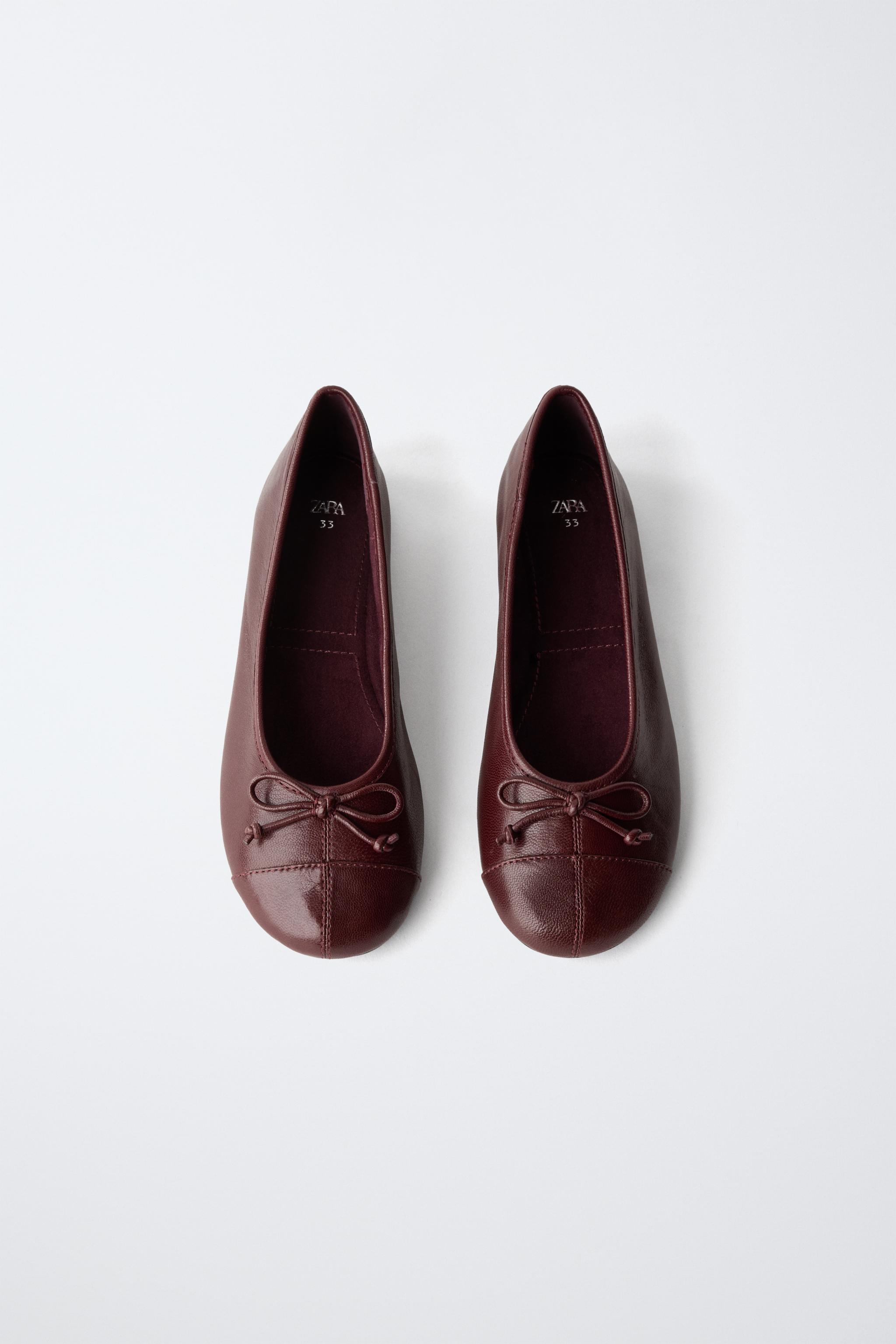 LEATHER BOW BALLET FLATS