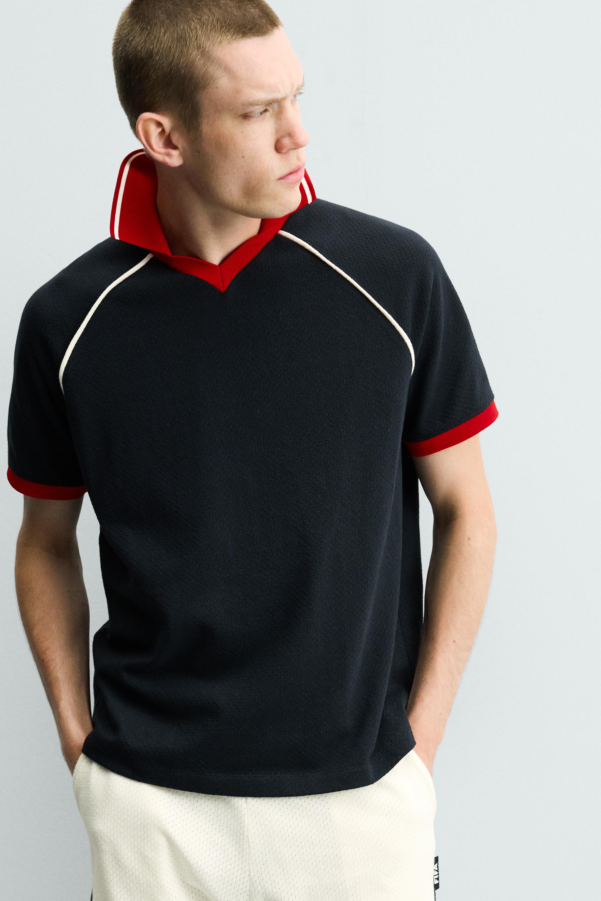 CONTRAST TRIM TEXTURED POLO