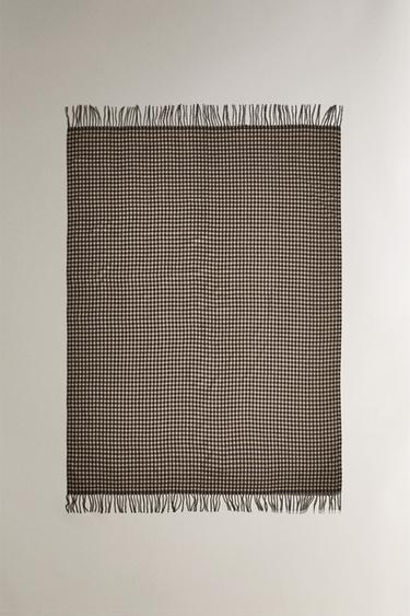 CHECK THROW WITH FRINGING - Dark grey by Zara