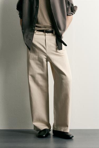 COTTON/LINEN RELAXED FIT TROUSERS - Beige by Zara