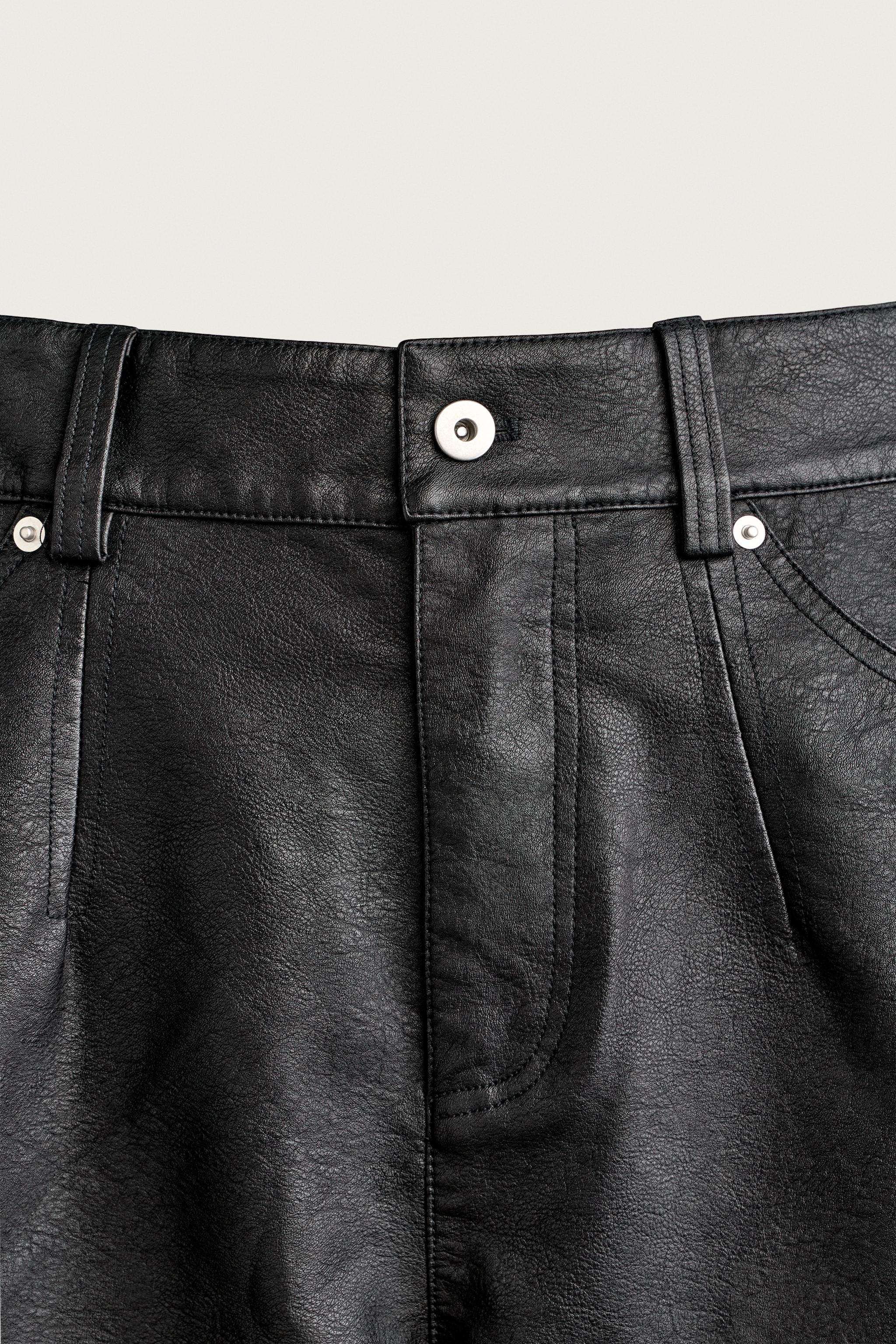 Мужские шорты Zara FAUX LEATHER RELAXED FIT SHORTS — фото 9