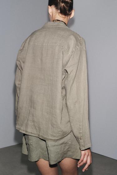CHEMISE 100 % LIN COLLECTION ZW - Gris taupe de Zara - Image 3