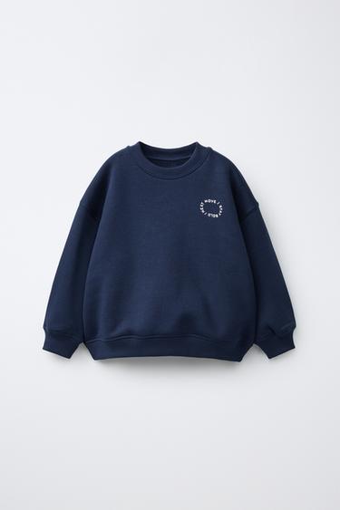 SUDADERA FELPA - Azul de Zara - Imagen 0