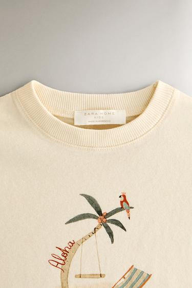 T-SHIRT ENFANT COTON PALMIER - Beige clair de Zara - Image 1