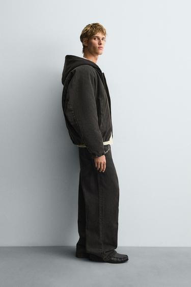 VESTE EN DENIM MATELASSÉ À CAPUCHE - Marron de Zara - Image 3