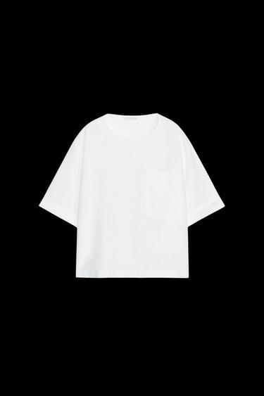BLUSA LINO 100% BOLSILLO ZW COLLECTION - Blanco de Zara - Imagen 0