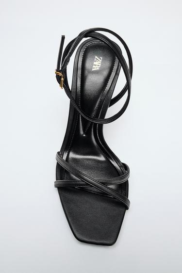CROSSOVER STRAP HEELED SANDALS - Black by Zara