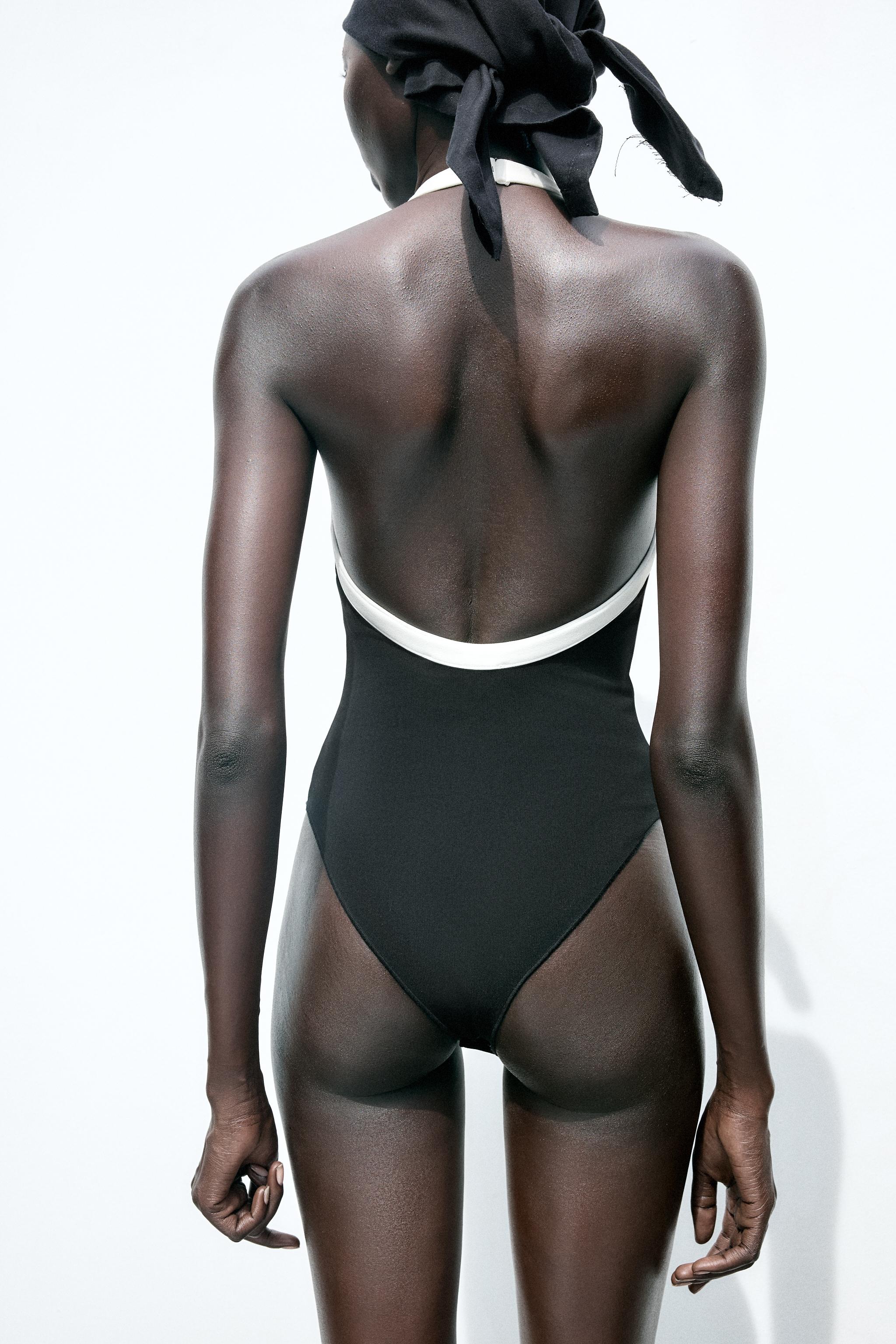 CONTRAST STRETCH BODYSUIT - Black / White | ZARA United States