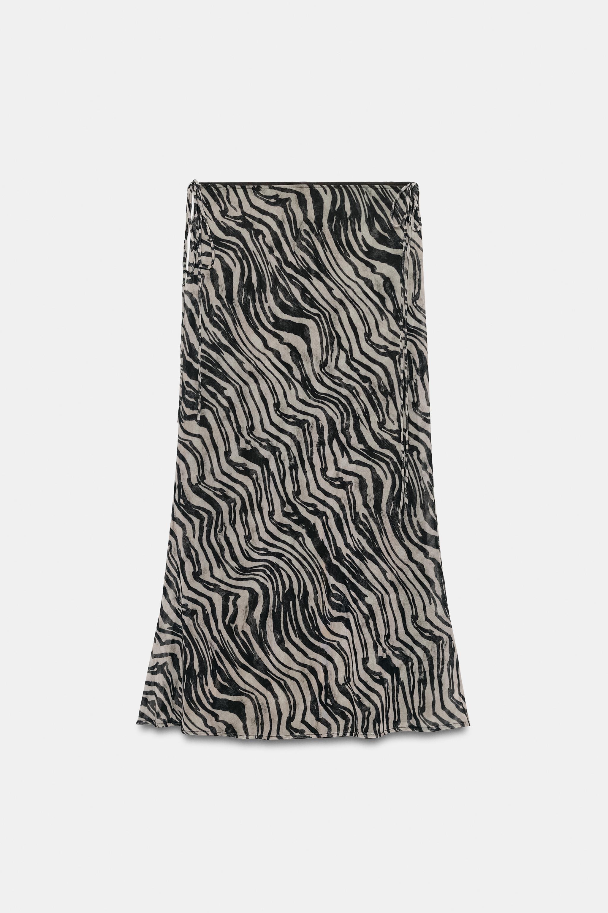 ANIMAL PRINT TIE-DETAIL MIDI SKIRT