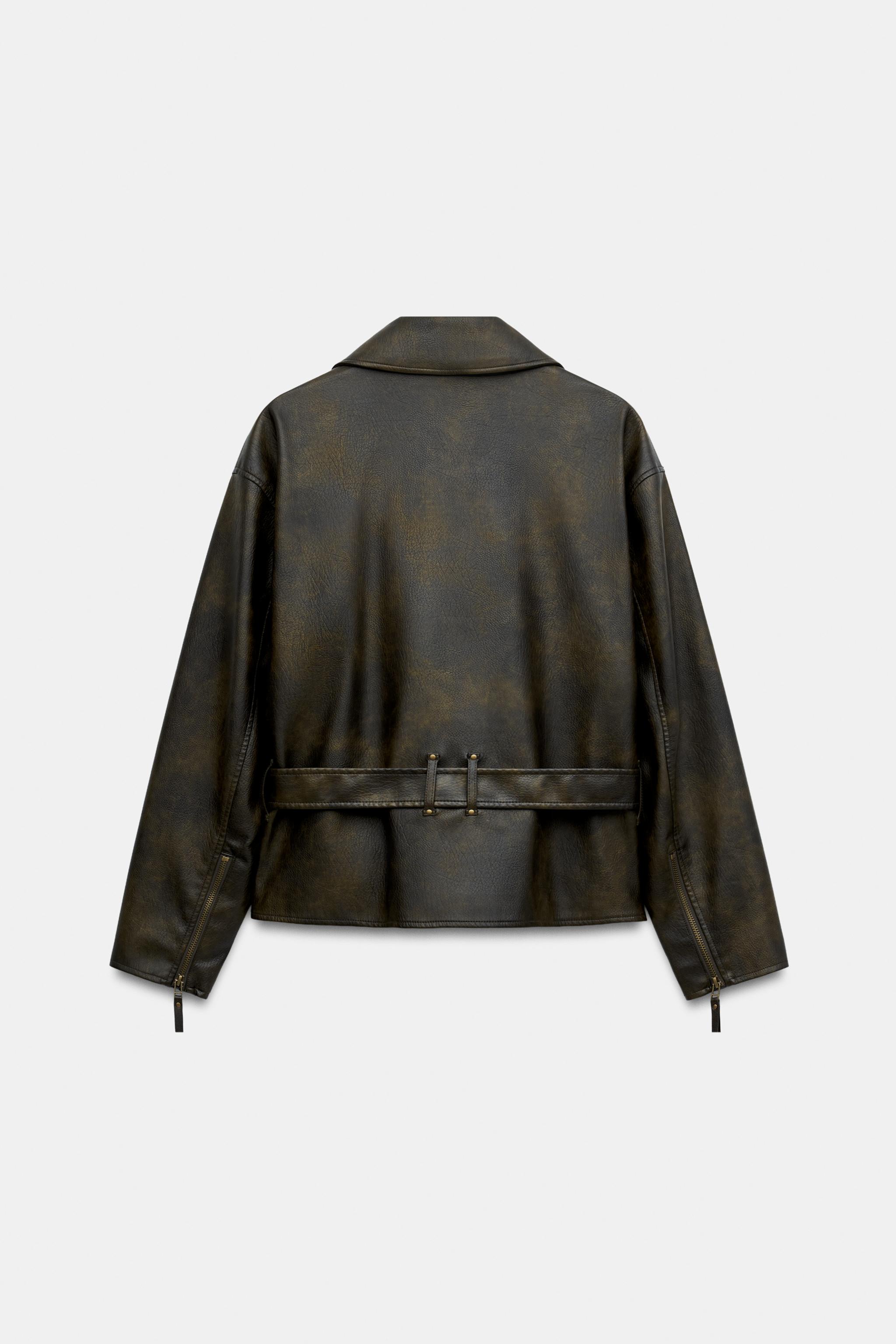 BELTED FAUX LEATHER JACKET