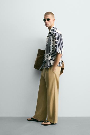 CHEMISE COUPE BOXY À IMPRIMÉ RAYURES - Bleu marine foncé de Zara - Image 3