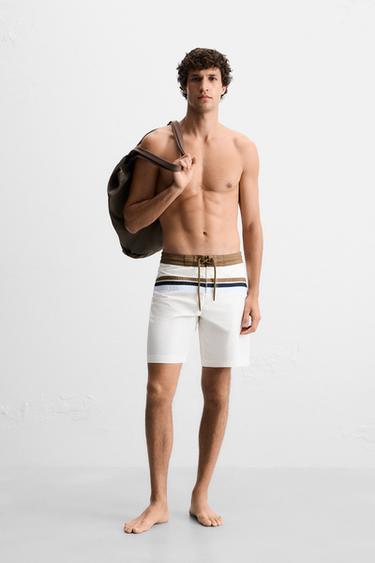 MAILLOT DE BAIN LONG À BANDES - Écru de Zara - Image 0