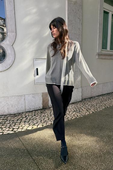 Zara DOUBLE KNIT SWEATER - Gray marl