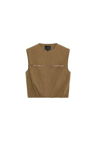 PUFFER ZIP-UP WAISTCOAT SET - Khaki by Zara
