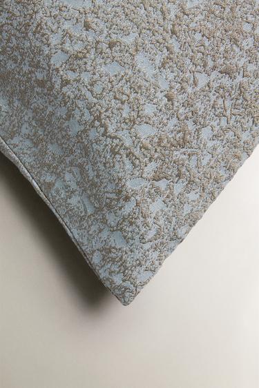 FLORAL JACQUARD CUSHION COVER — Grey / Blue 2