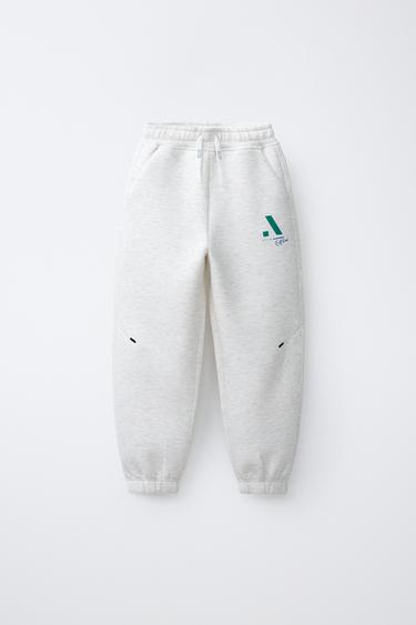 SPORTY TROUSERS WITH LOGO - Grey marl by Zara - Image 0