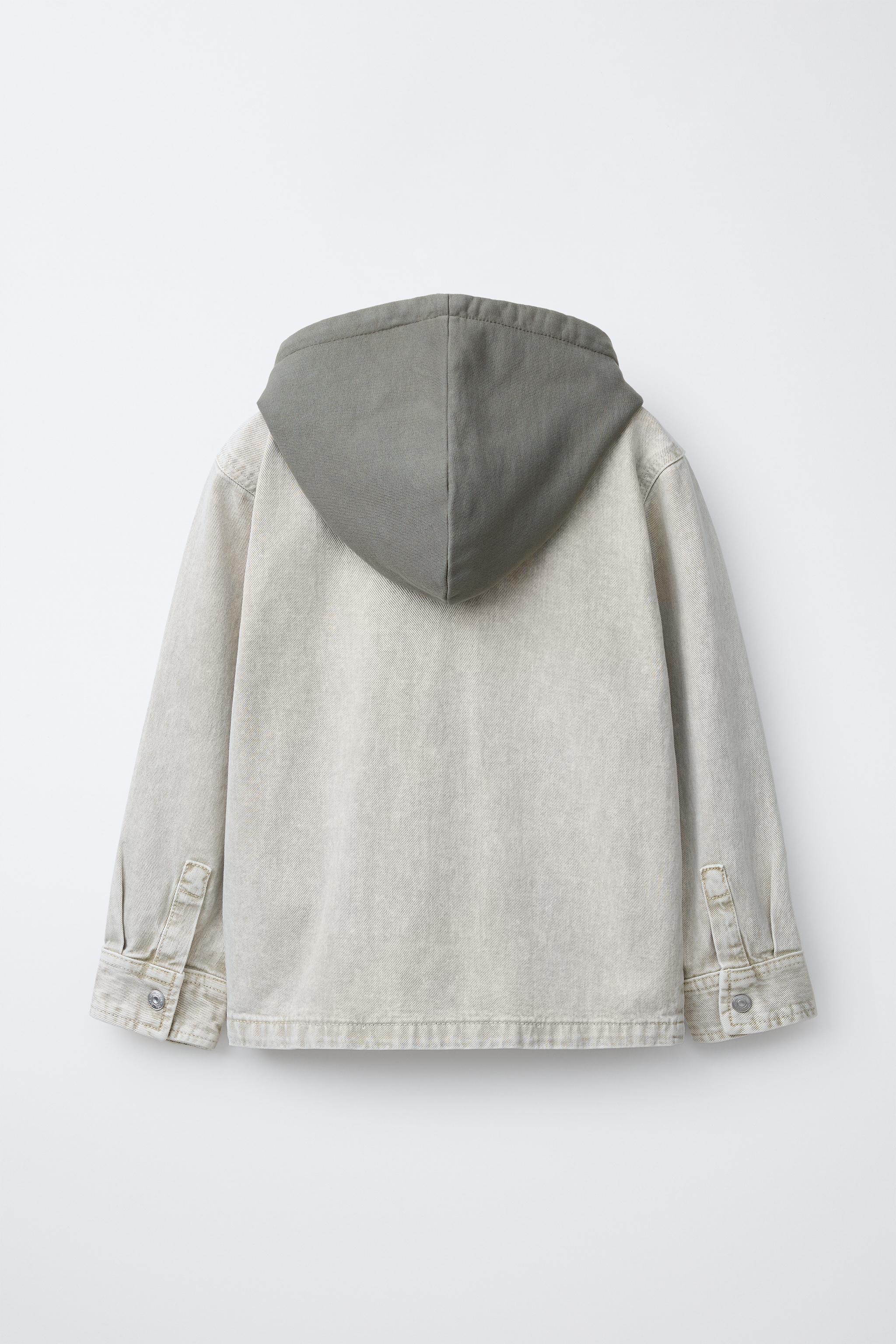 SURCHEMISE EN SERGÉ ACID WASH À CAPUCHE MOLLETON