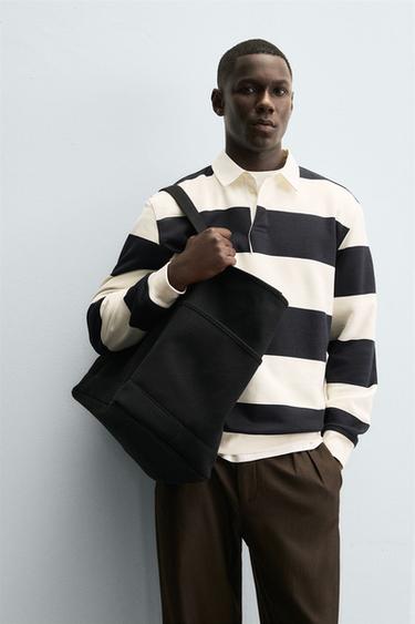 CONTRAST COLLAR POLO SWEATSHIRT - Ecru / Navy by Zara - Image 4