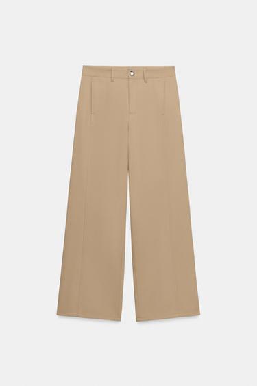 STRAIGHT-LEG TWILL TROUSERS - Sand by Zara - Image 0