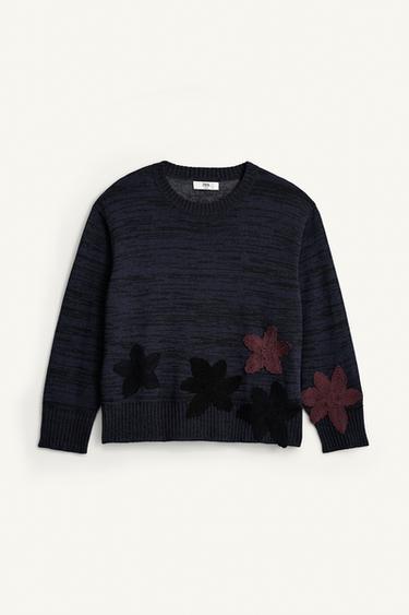 JERSEY RELAXED FIT FLORES - Marino de Zara