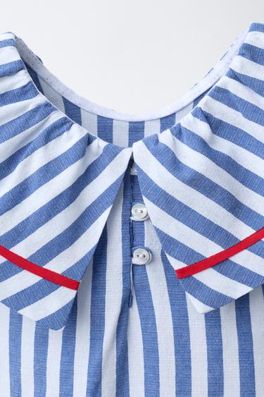 ROBE À RAYURES ET LISERÉS - Bleu de Zara - Image 2