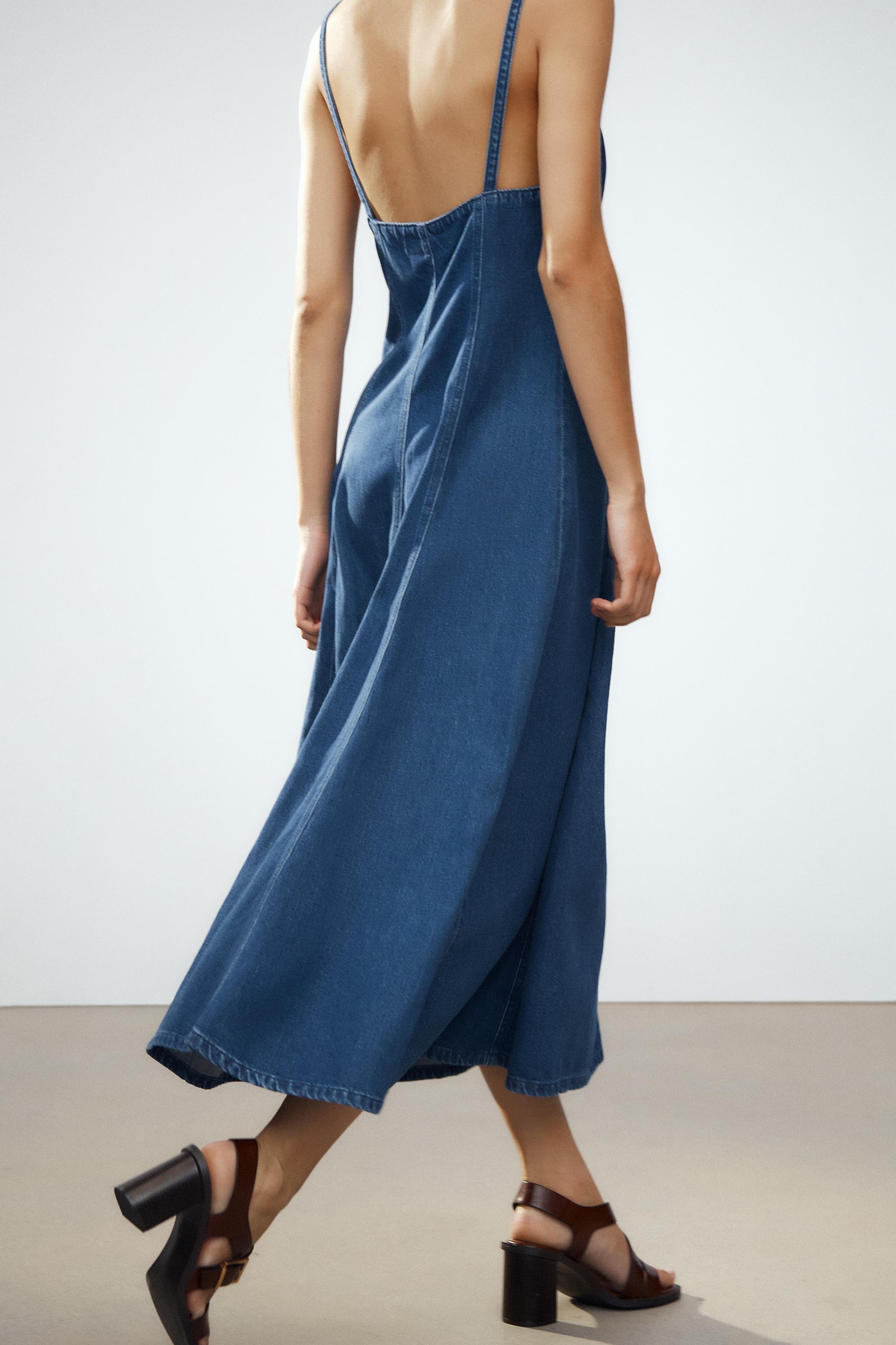 TRF DENIM MIDI DRESS - Navy blue | ZARA United States